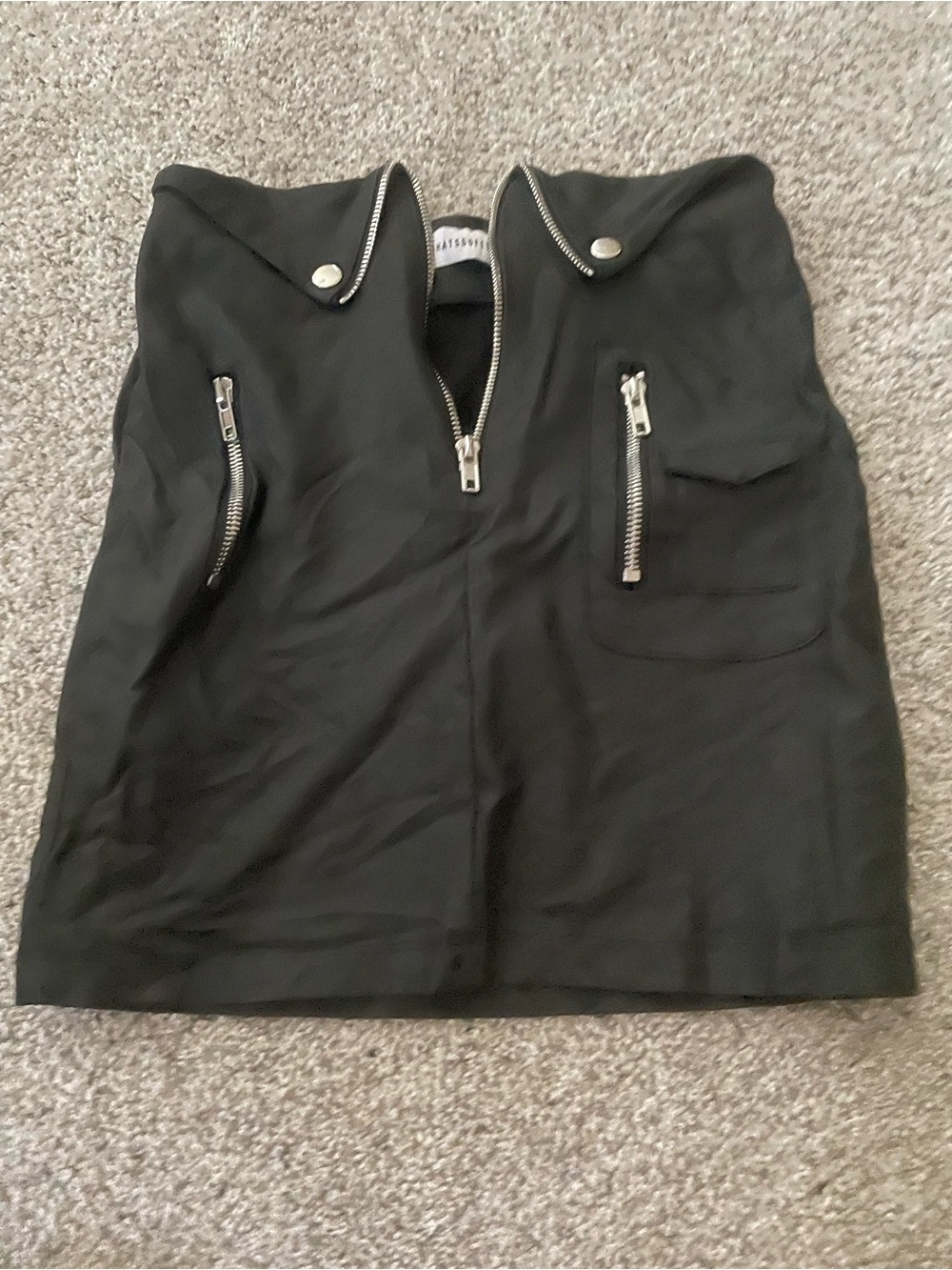 Moto-Inspired Black Mini Skirt with Front Zip Detail